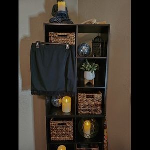 Black mini skirt with lace detail